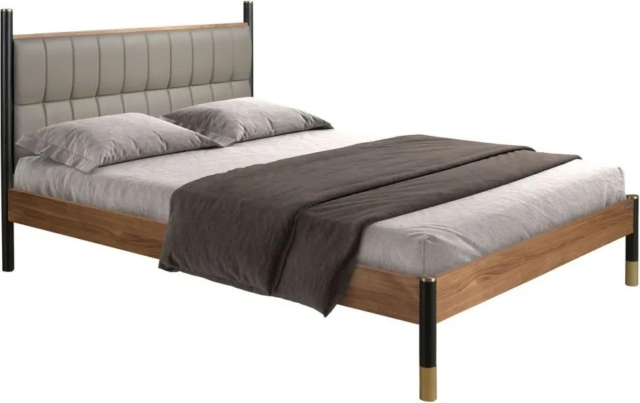 Pat dublu tapitat design LUX Dark grey, 160x200cm