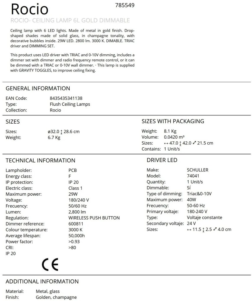 Lustra LED aplicata design modern Rocio aurie