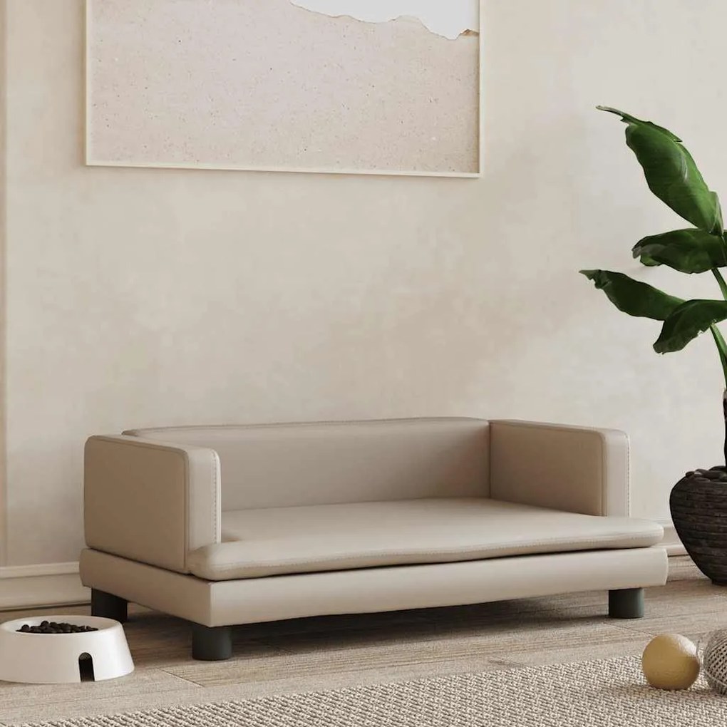 vidaXL Pat de câini, cappuccino, 80x45x30 cm, piele ecologică