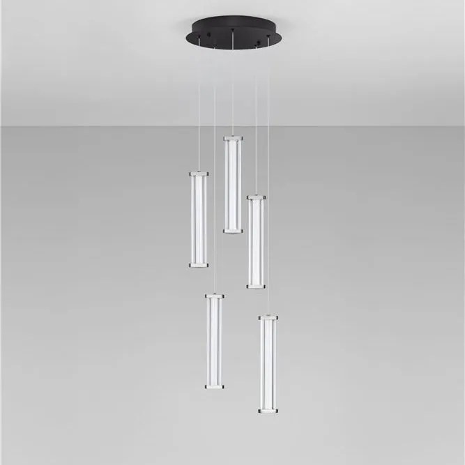 Lustra cu 5 pendule LED 2700K PHEME nickel satinat