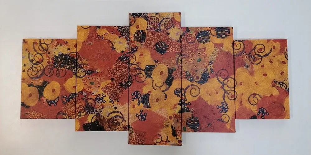 Tablou 5-piese abstracție inspirată de G. Klimt