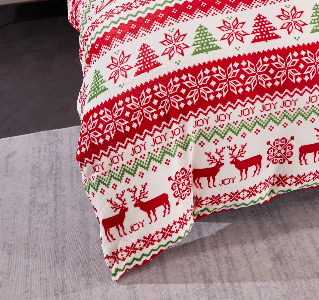 Lenjerie de pat din microplus alb CHRISTMAS JOY Dimensiune lenjerie de pat: 2 buc 70 x 90 cm | 200 x 220 cm