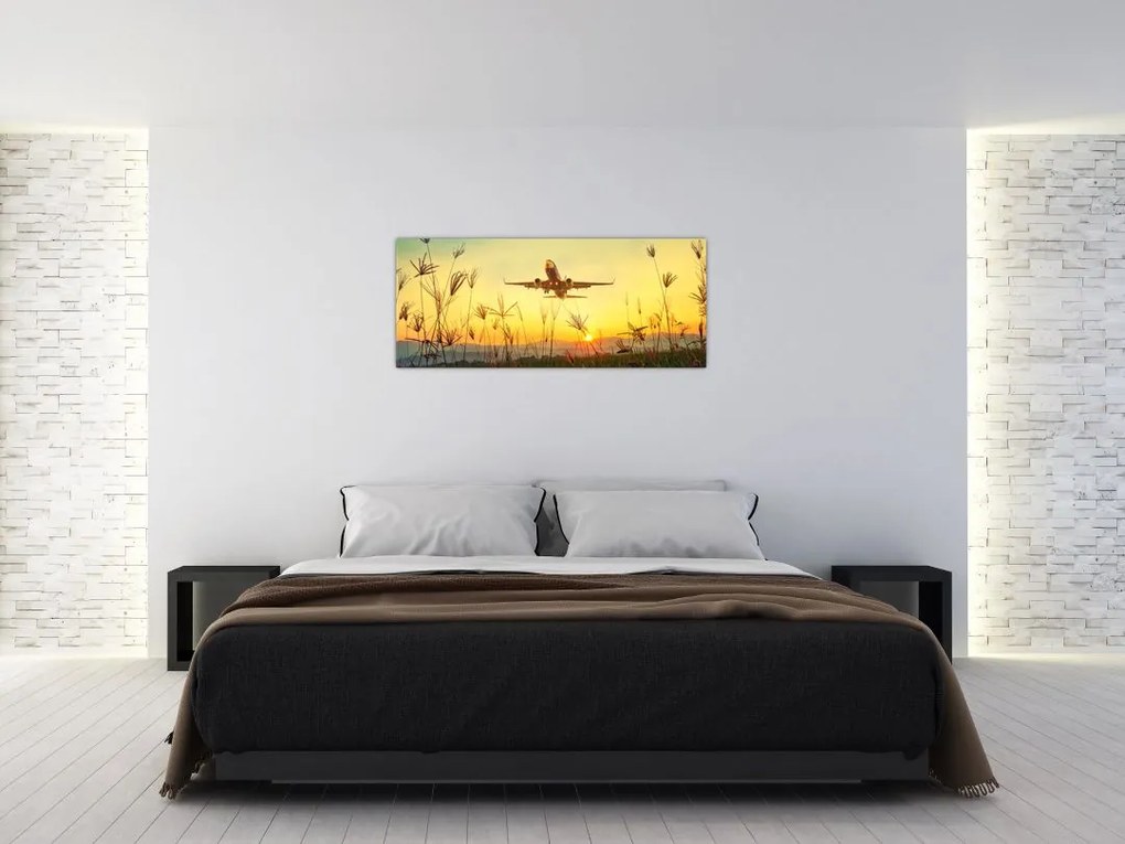 Tablou cu avionul ridicându-se spre zbor (120x50 cm)