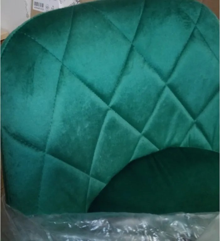 OFERTA Scaun de bar verde VELVET KAST cu picior negru clasa a II-a