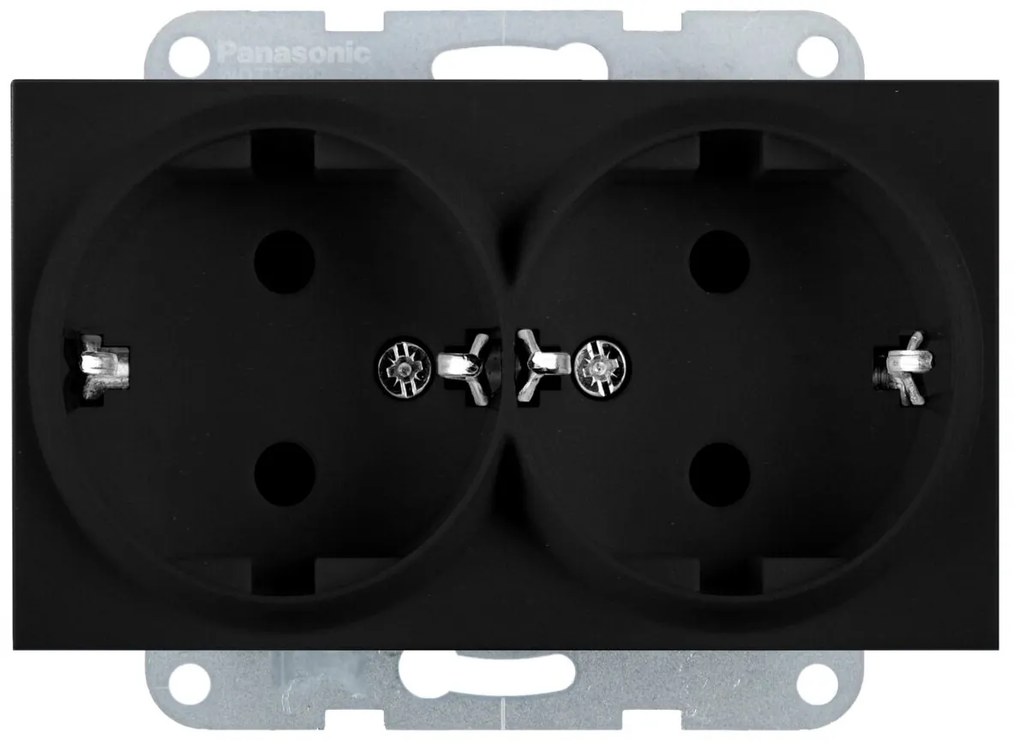 Priza dubla cu impamantare 16A, IP20, Negru, Panasonic Karre Plus 55