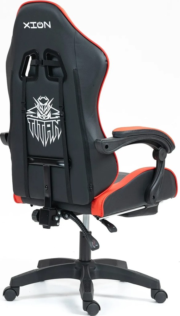 RESIGILAT- Scaun gaming, masaj în perna lombară, suport picioare, piele PU, Negru/Rosu