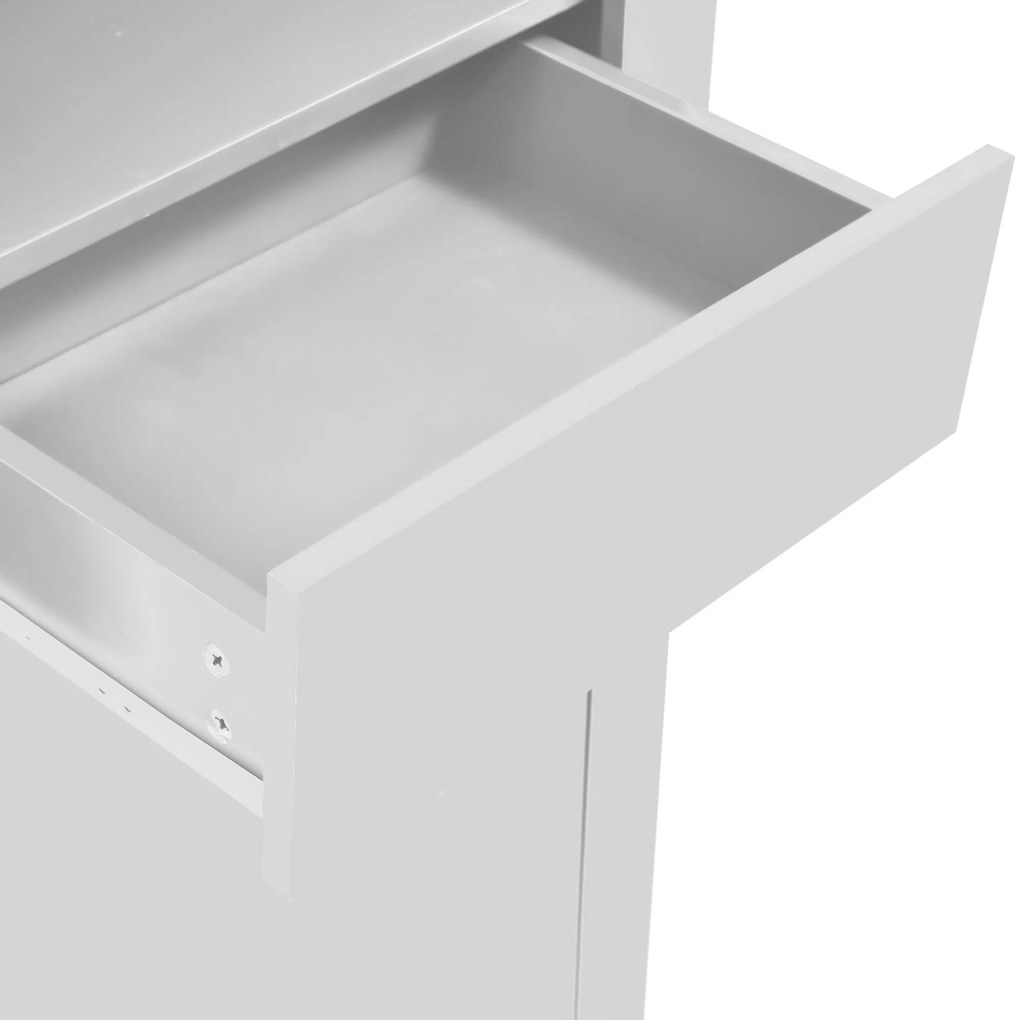 Comodă Modernă cu Lumini LED și Rafturi, Ideală pentru Bucătărie, Living și Birou, 60x35,5x165 cm, Albă