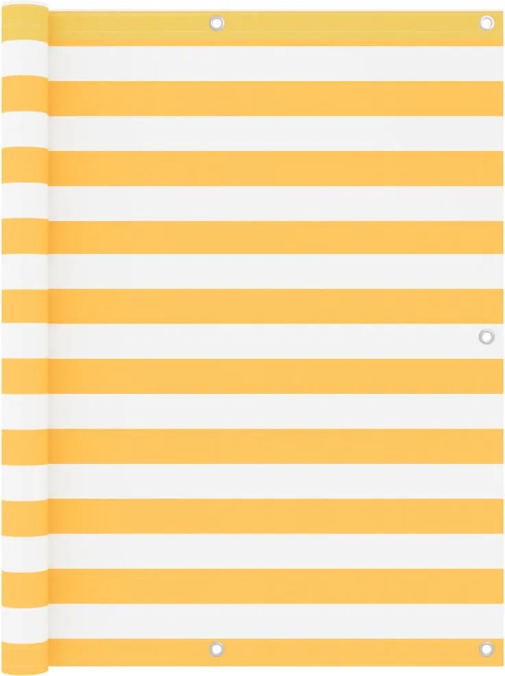 vidaXL Paravan de balcon, alb și galben, 120 x 500 cm, țesătură oxford