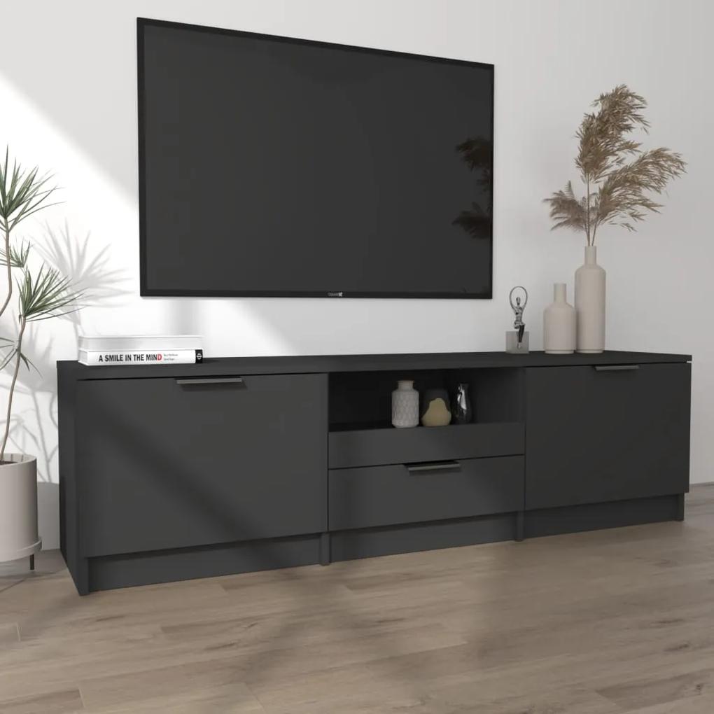 Comoda TV, negru, 140x35x40 cm, lemn prelucrat 1, Negru