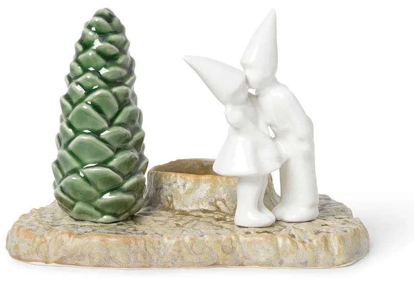 Suport din gresie pentru lumânări de Crăciun Kähler Design Christmas Kiss, lungime 17 cm