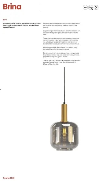 Lustră pe cablu BRINA 5xE27/23W/230V Redo 01-3214