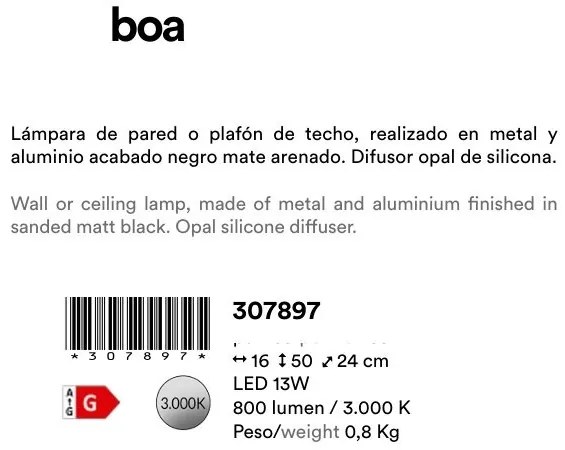 Aplica neagra LED de perete sau tavan Boa