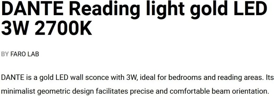 Aplica LED cu reader directionabil DANTE aurie 3W 2700K