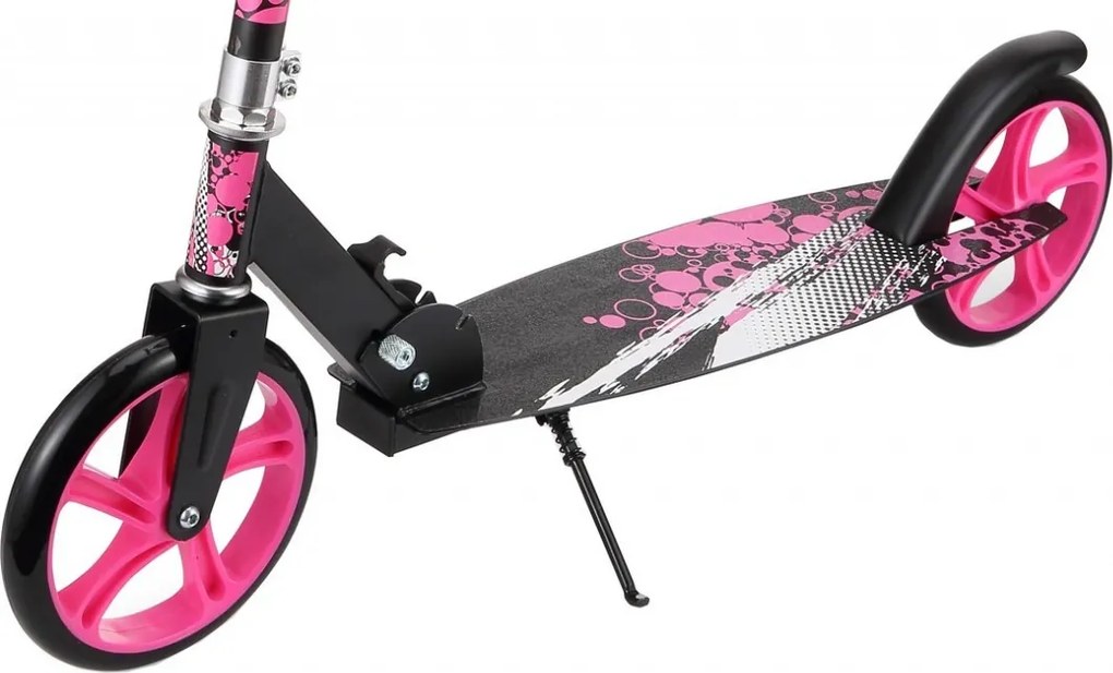 Trotineta copii si adolescenti NOVOKIDS™ Storm Camo PRO, Maxim 100 kg, Functie Super Brake, Maner reglabil pe inaltime, Diametru roata 200 mm, Roz