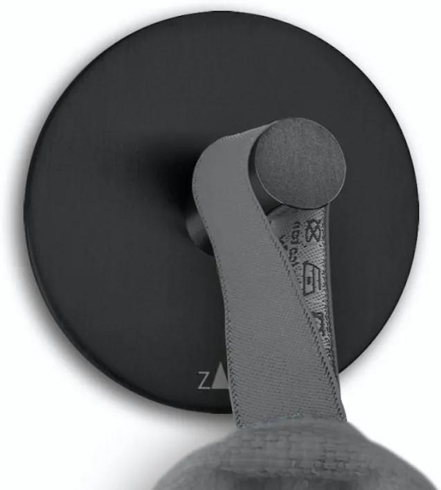 Cuier pentru prosoape DUPLO set 2 buc., formă rotundă, culoare neagră - ZACK