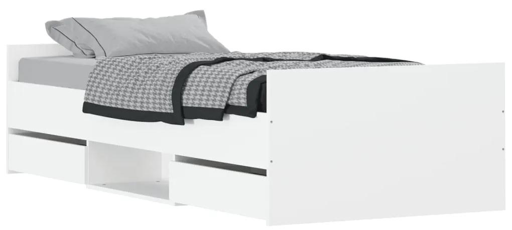3203796 vidaXL Cadru de pat cu tăblie de cap/picioare, alb, 100x200 cm