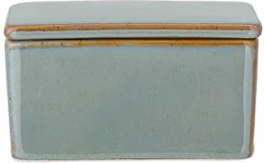 Untieră din ceramică verde cu finisaj artizanal și margine maro, cu capac, 7x13x9 cm, "Pixie"