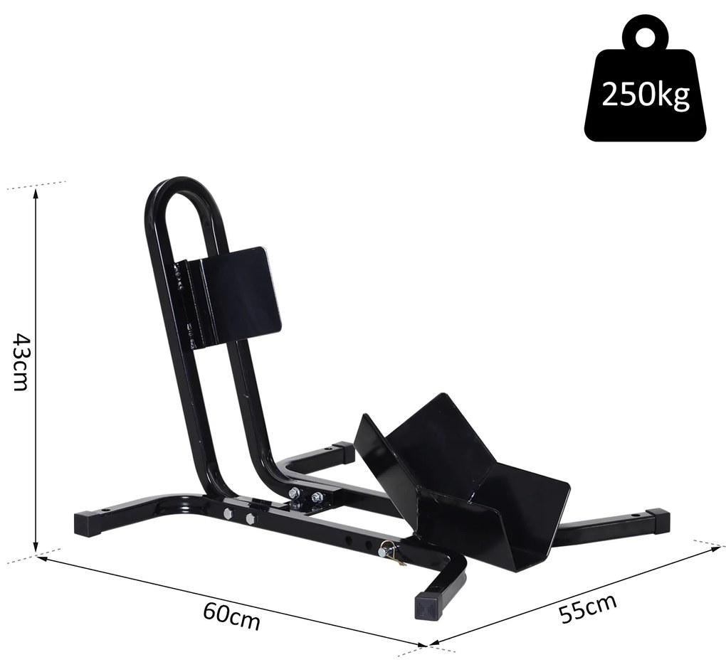 HOMCOM Suport pentru Motocicletă Reglabil pe 3 Nivele, Sistem de Blocare Roți Motocicletă în Metal cu Găuri, 60x55x43 cm, Negru