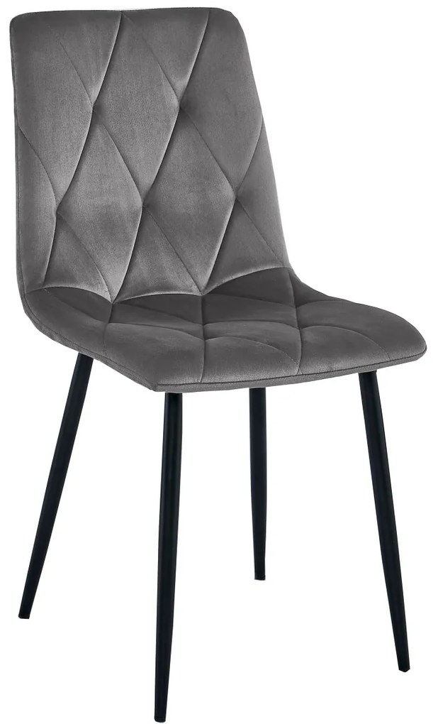 Scaun de dining din catifea gri inchis LIBRA cu picioare negre