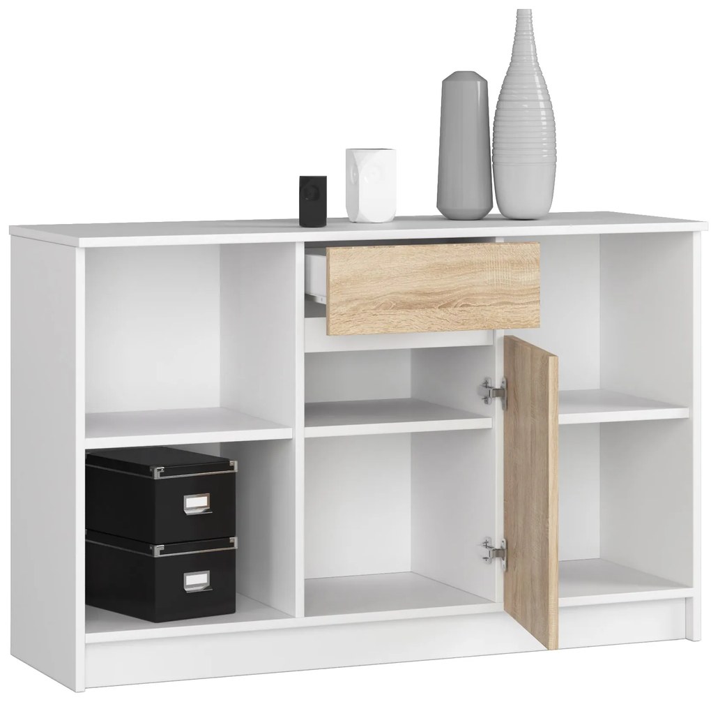 Comodă Briar (Alb + Stejar sonoma). 1069832
