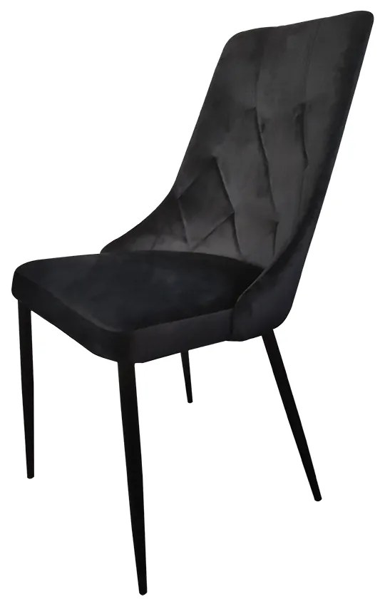 Scaun catifea Class negru, picioare metal