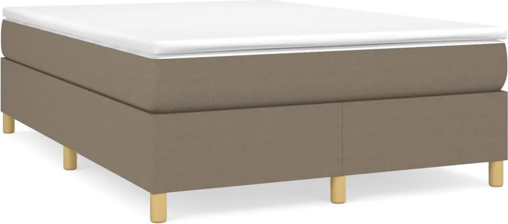 vidaXL Pat box spring cu saltea, gri taupe, 140x200 cm, textil