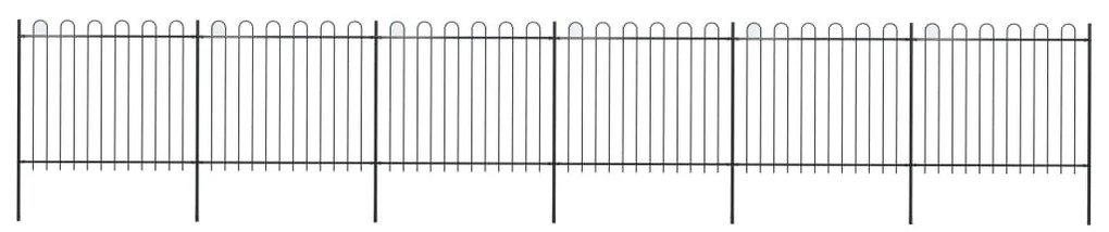 vidaXL Gard de grădină cu vârf circular din oțel, 1070x150 cm, negru