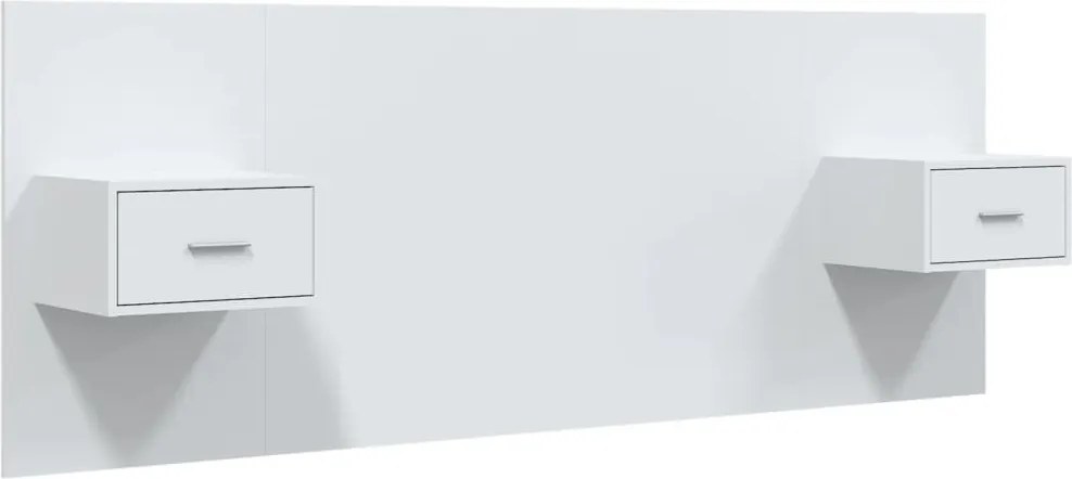 vidaXL Tăblie de pat cu dulapuri, alb extralucios, lemn prelucrat