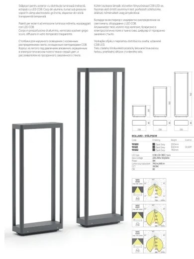 Redo 90581 - Lampă LED de exterior WAKE LED/8W/230V 3000K 50 cm IP65 antracit