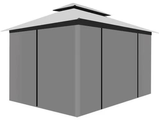 Pavilion/foisor pentru gradina/terasa, cadru metalic, impermeabil, cu plasa tantari, gri, 4x3x2.7 m