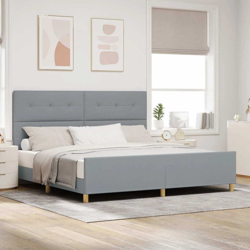 vidaXL Cadru de pat, gri deschis, 200x200 cm, textil