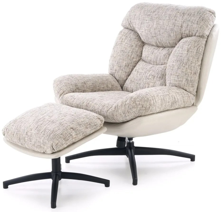 Fotoliu cu suport pentru picioare Kronos bej/multicolor H98 cm