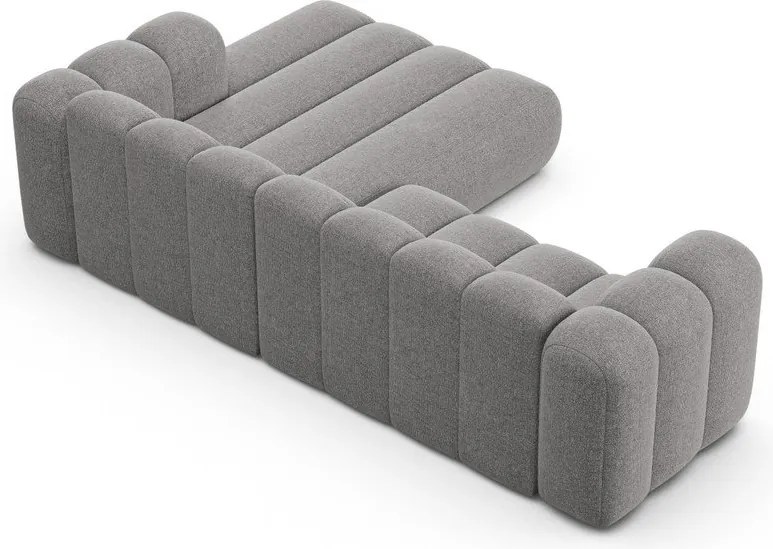 Colțar gri cu tapițerie din chenille (cu colț pe partea dreaptă/cu șezlong) Lupine – Micadoni