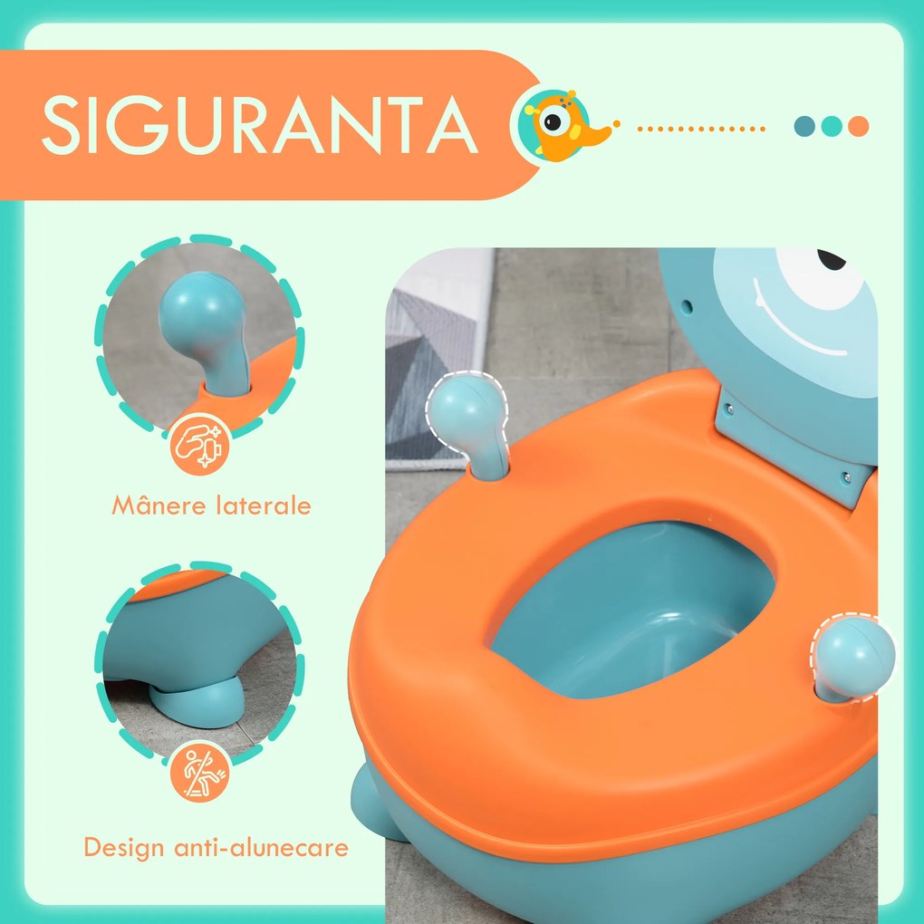 ZONEKIZ Olita pentru Copii de la 6 Luni in Forma de Extraterestru, Scaun Ergonomic, Spatar si Vas Detașabil, Albastru | Aosom Romania