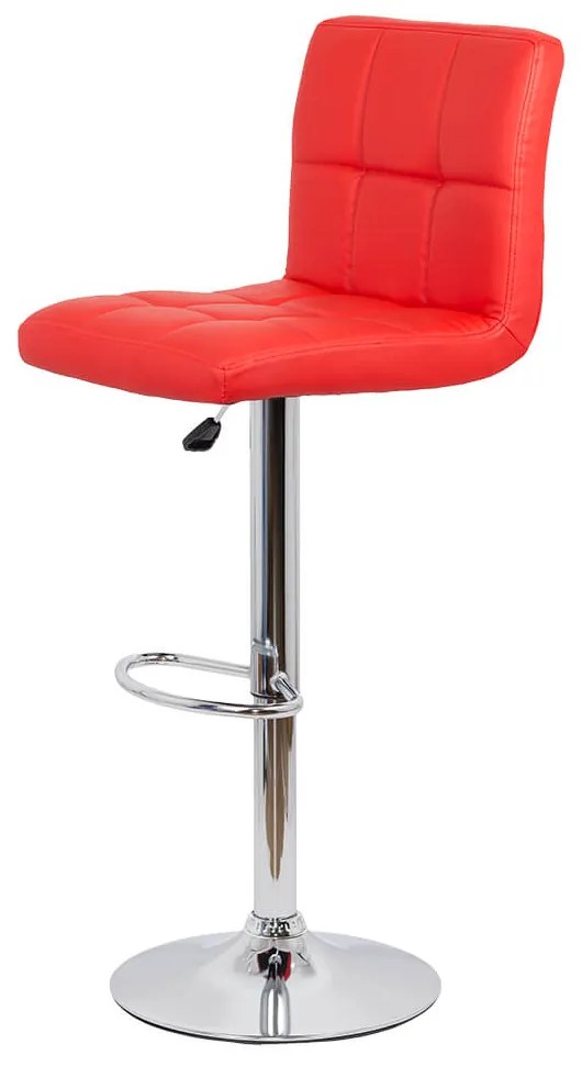 Scaun bar rosu rotativ, reglabil pe inaltime, din piele sintetică ABS 191