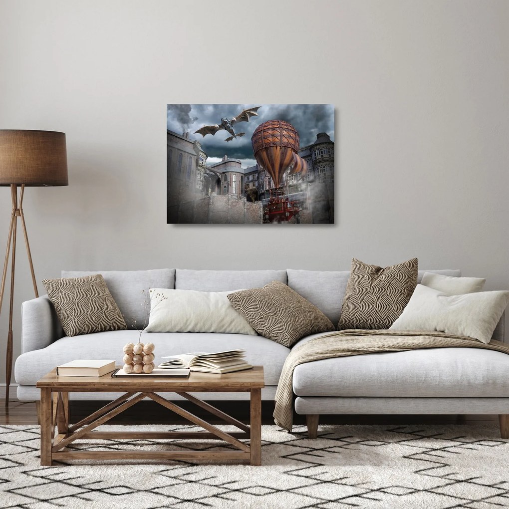 Tablou pe sticlă - Peisaj suprarealist (70x50 cm)