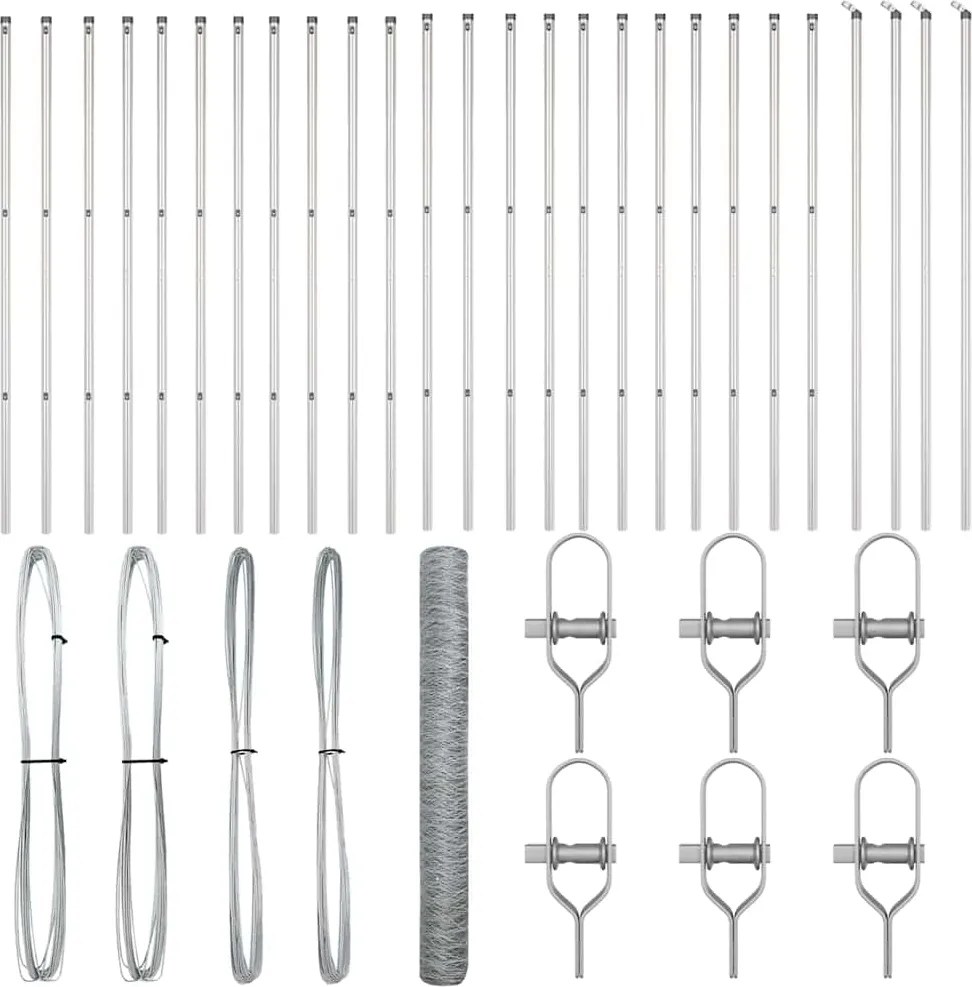 vidaXL Stâlp de gard. Argintiu 50 x 1,4 m (plasă de 36 mm) Oțel