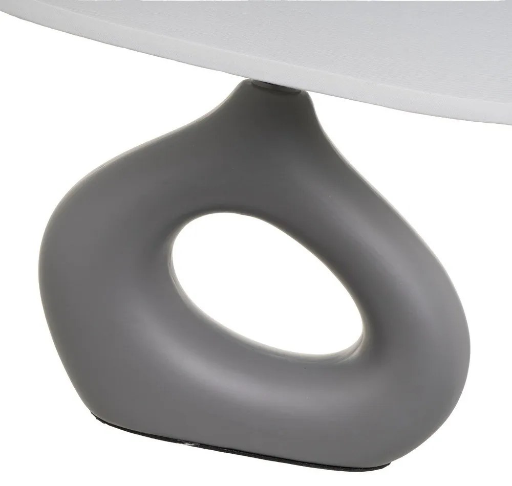 Veioză albă/gri din ceramică cu abajur textil (înălțime 30 cm) – Casa Selección