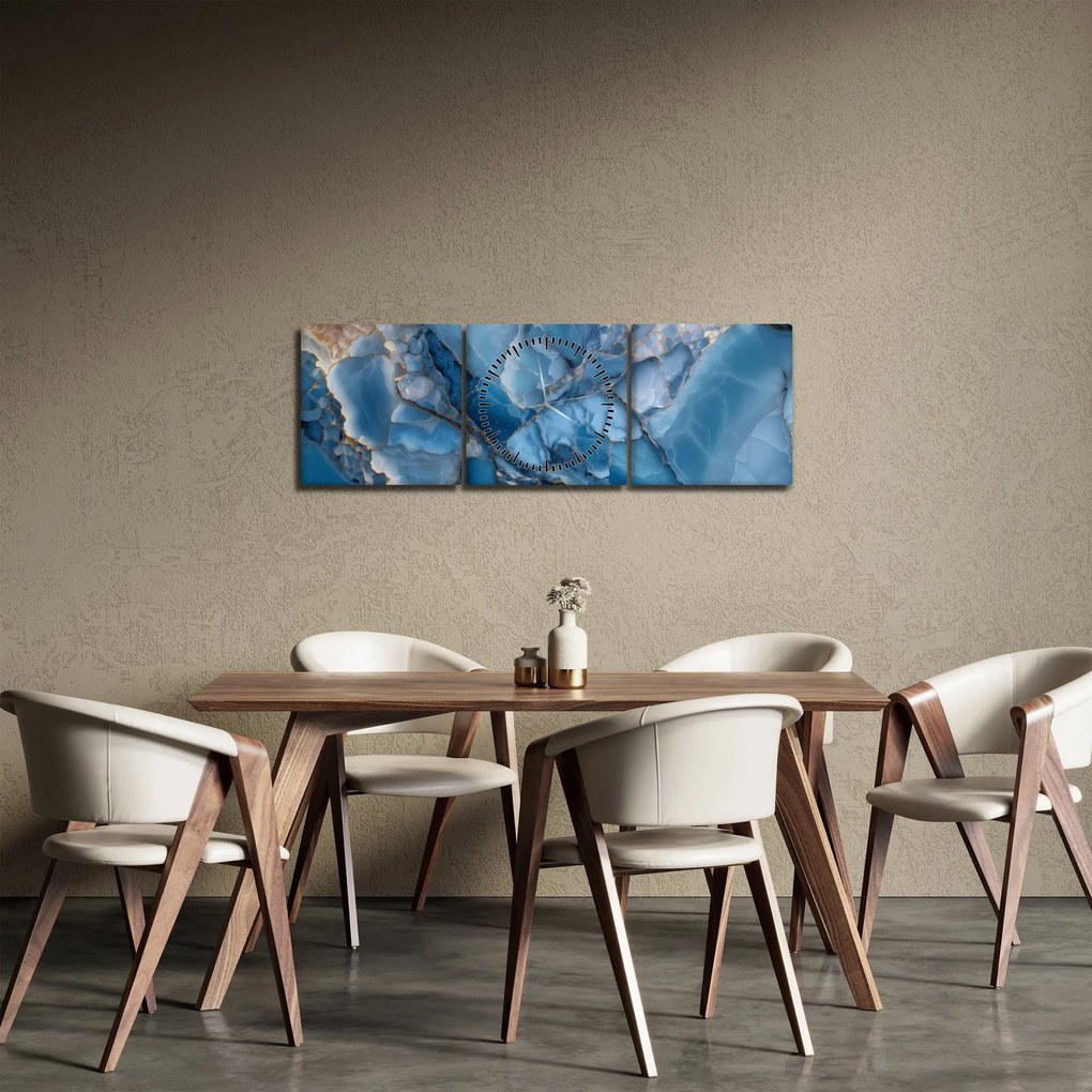 Tablou - Marmură albastră fragmentată (cu ceas) (90x30 cm)
