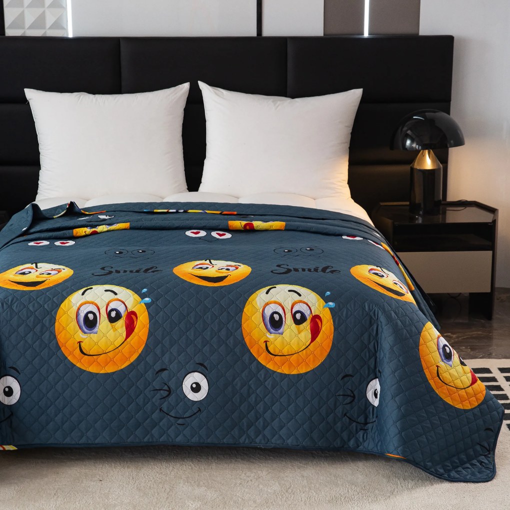 Cuvertura pentru pat FUNNY EMOJI gri Dimensiune: 170 x 210 cm