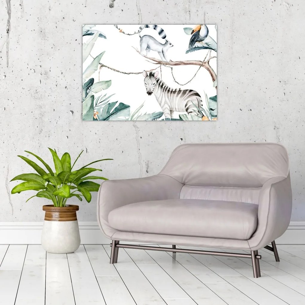 Tablou pe sticlă - Animale exotice (70x50 cm)
