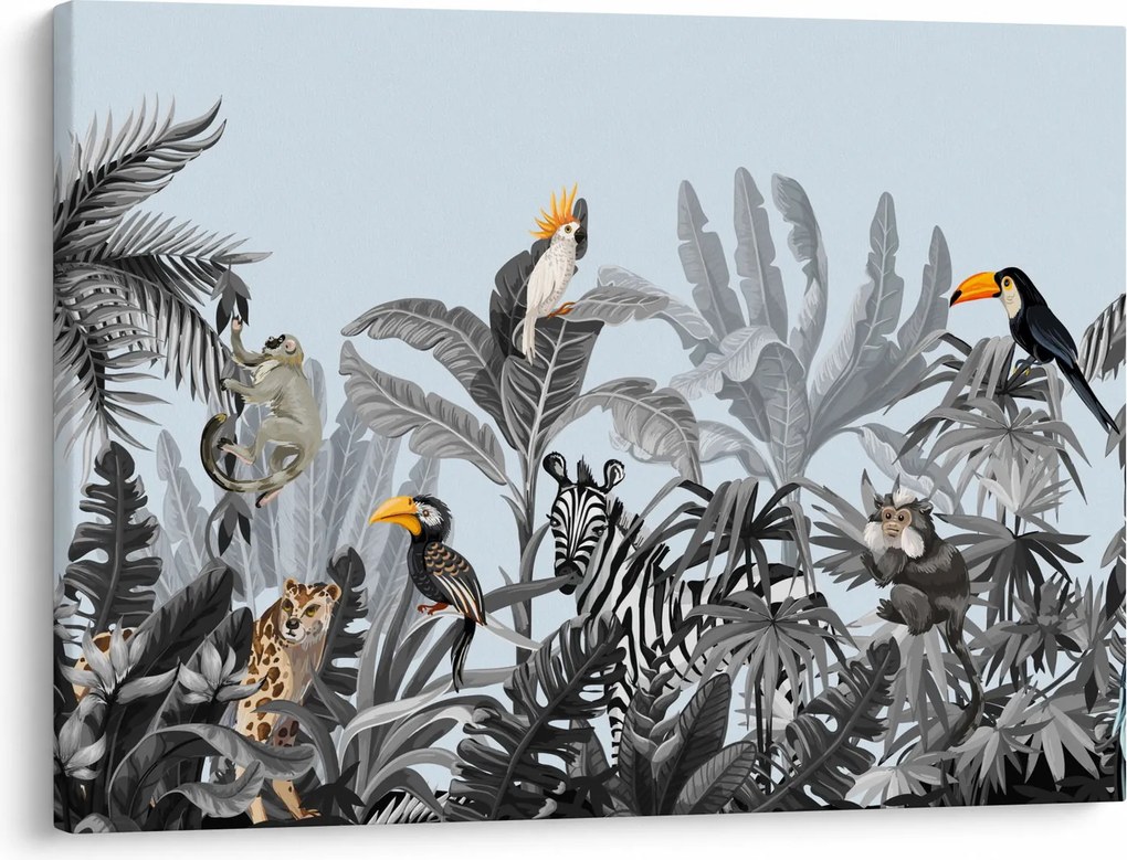 Tablou - Animale în pădurea tropicală (70x50 cm)