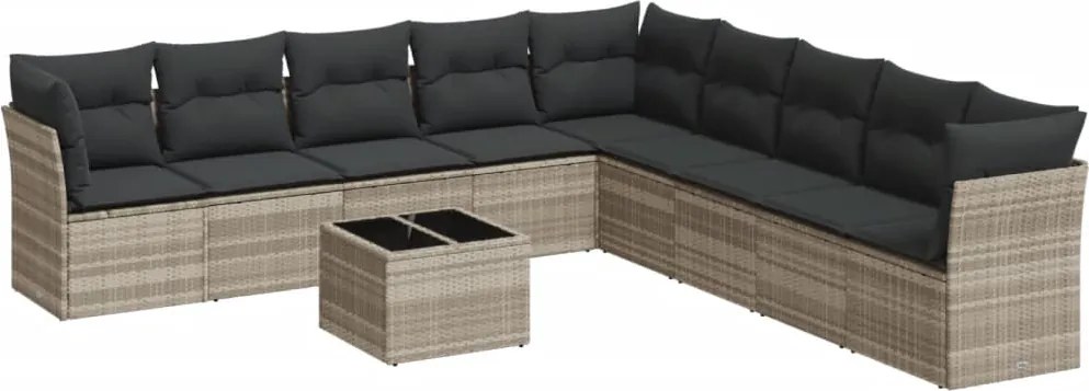 vidaXL Set canapele de grădină cu perne 10 piese gri deschis poliratan