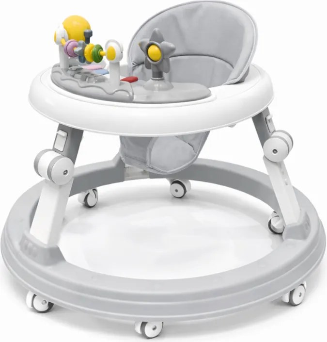 Premergator copii Kidizi Pippa Step gri cu tavita muzicala detasabil, lumini si reglaj pe 3 niveluri de inaltime