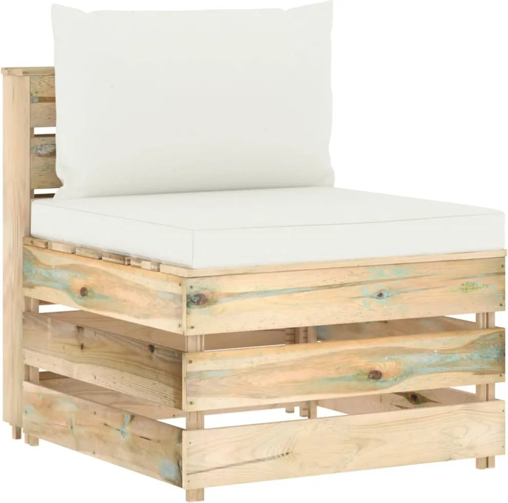 vidaXL Canapea de mijloc modulară cu perne, lemn verde tratat