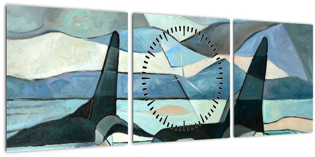 Tablou - Balene (cu ceas) (90x30 cm)
