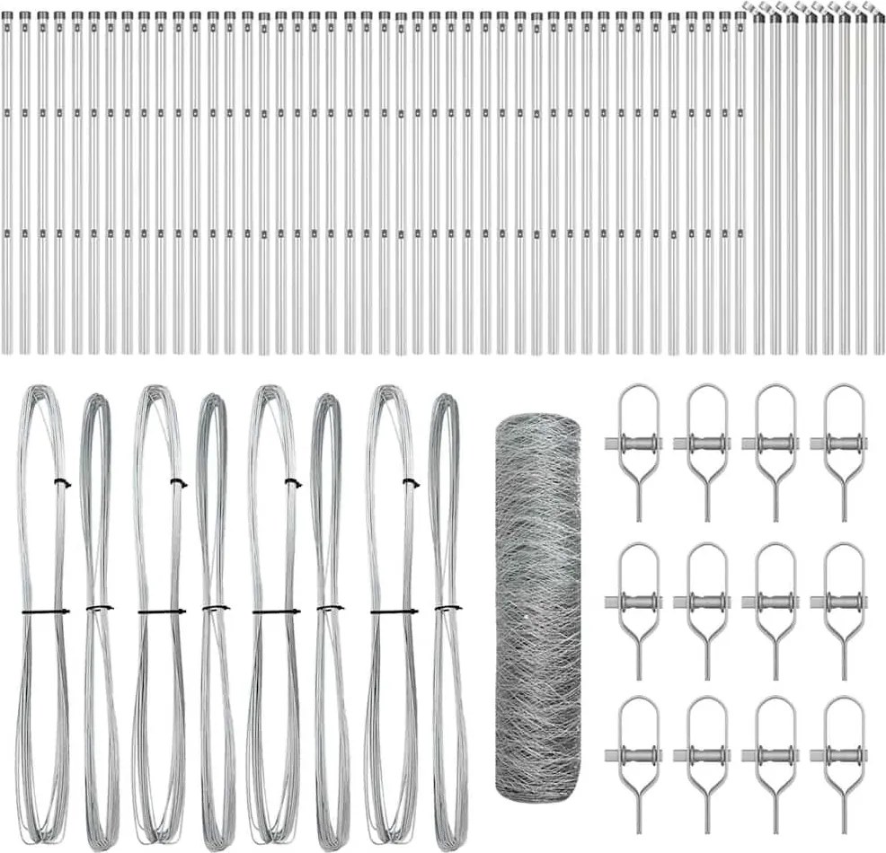 vidaXL Stâlp de gard. Argintiu 100 x 0,4 m (plasă de 36 mm) Oțel