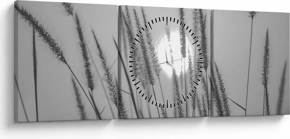 Tablou - Pajiște la apus (cu ceas) (90x30 cm)