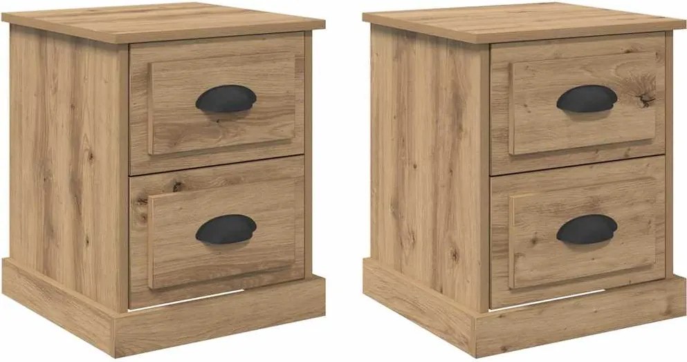 vidaXL Dulap de noapte 2 pcs Stejar Artizanal 39 x 39 x 47.5 cm