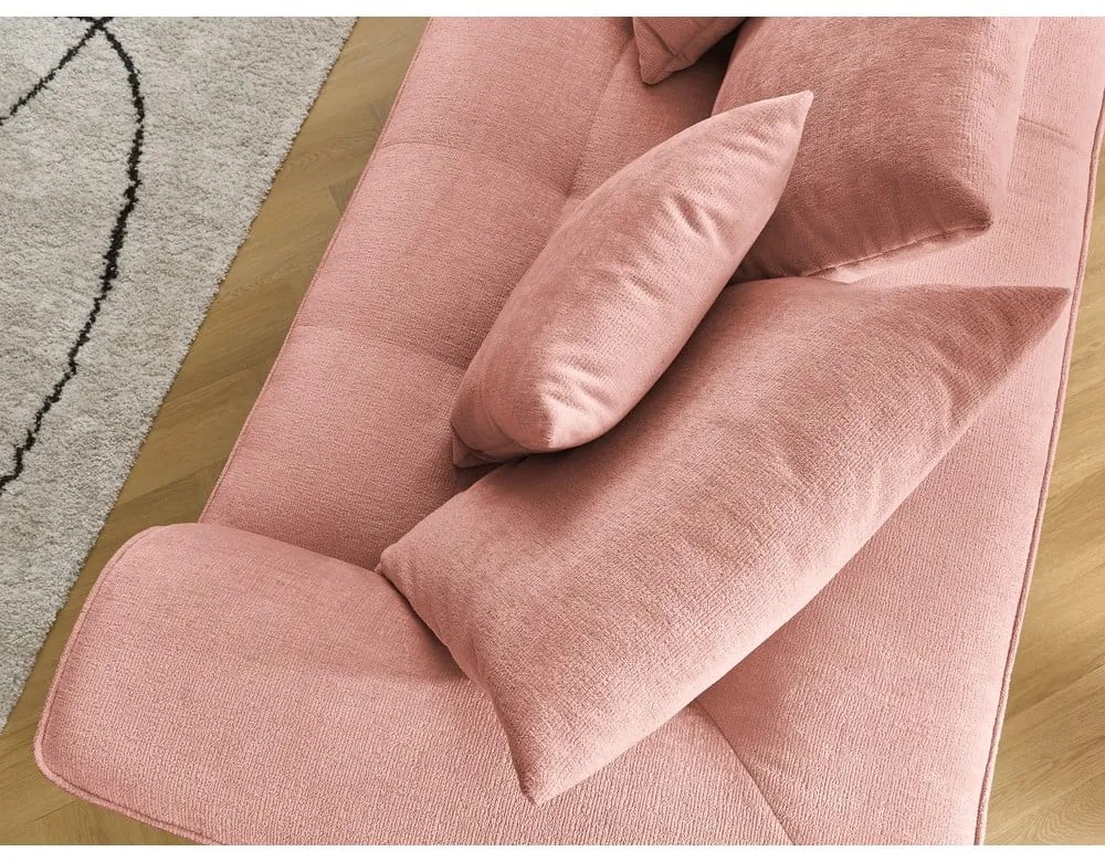 Canapea roz cu tapițerie din chenille 237 cm Whesley – Bobochic Paris